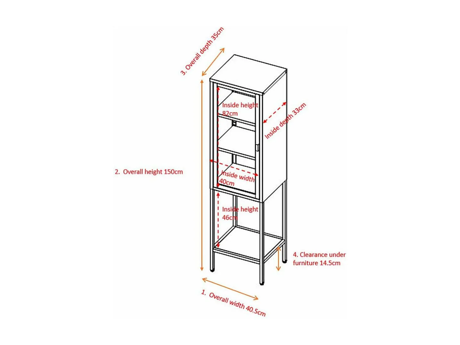 Vitrine Avec Porte en Verre "Misha" 150cm Gris