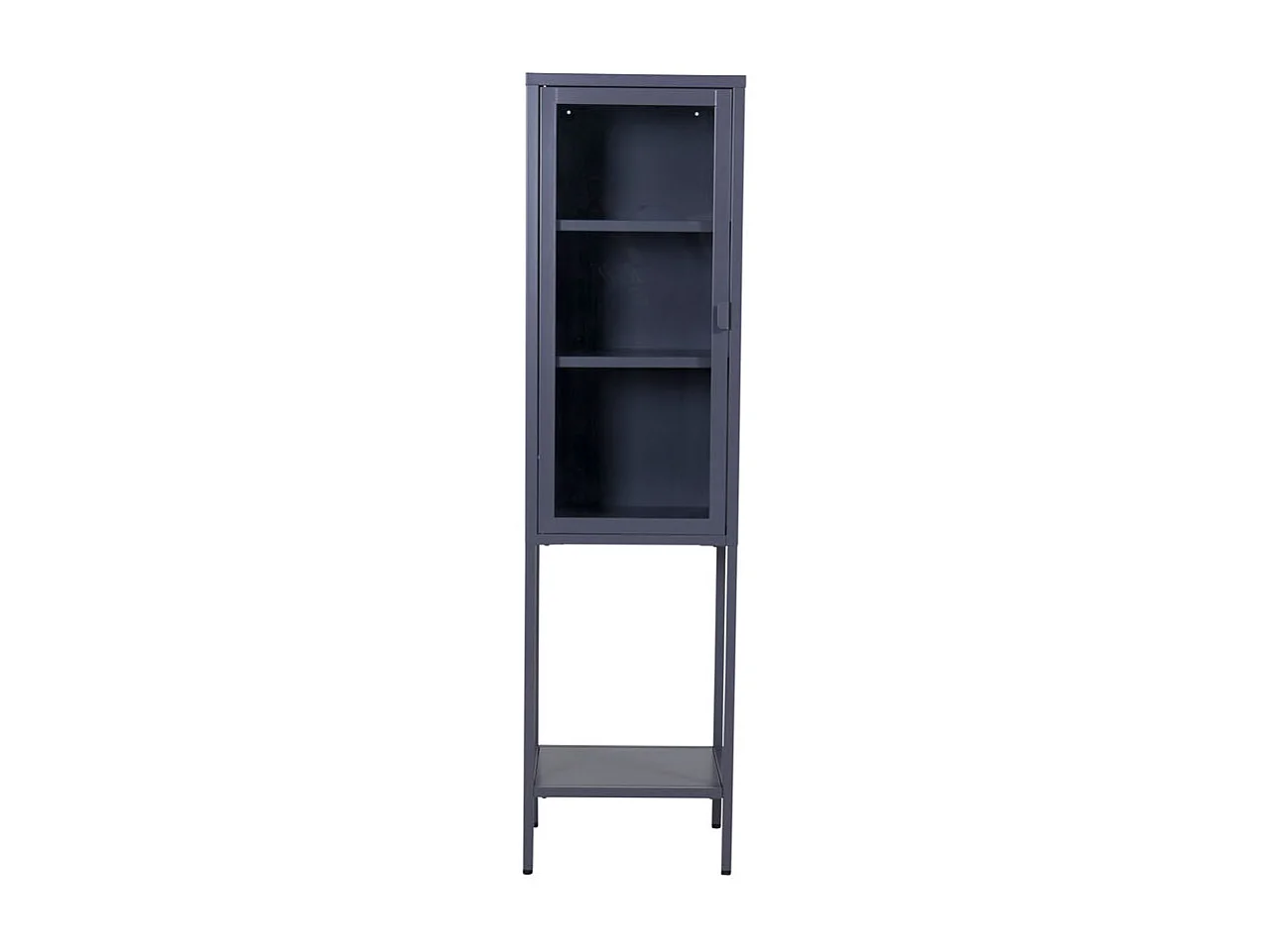 Misha Armoire vitrine 1 porte, 4 tablettes de rangement, gris.
