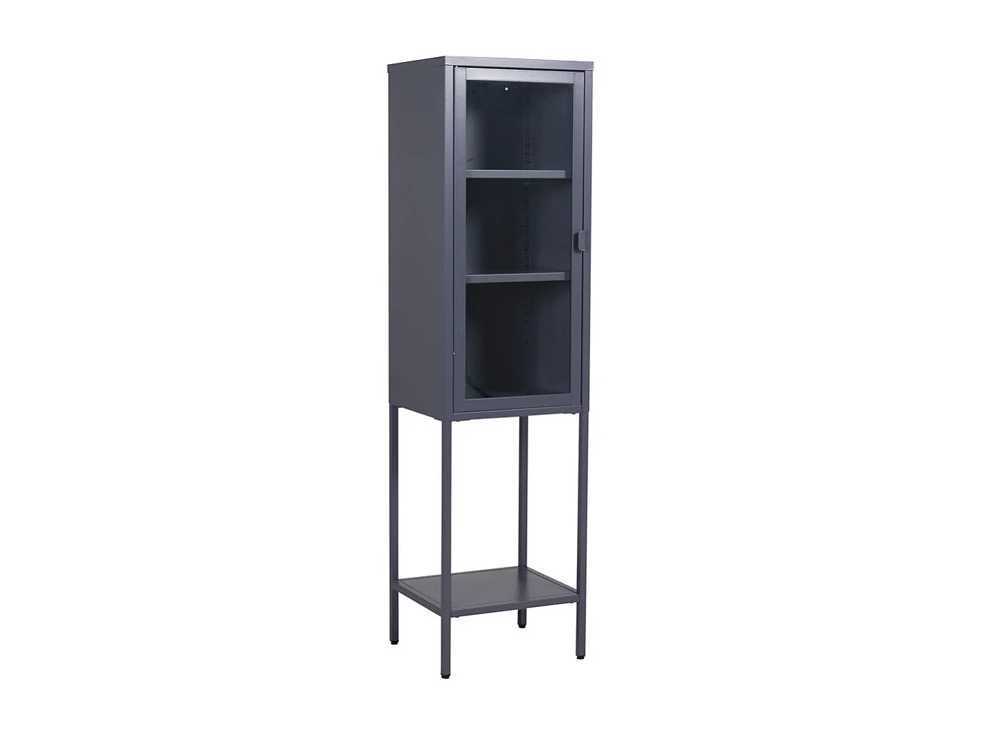 Misha Armoire vitrine 1 porte, 4 tablettes de rangement, gris.
