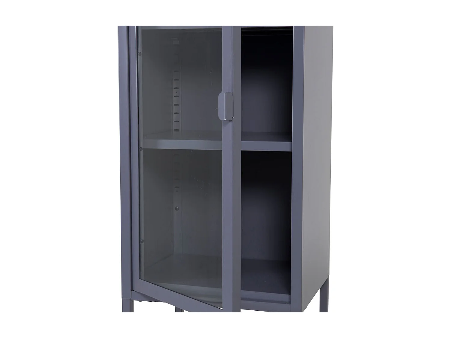 Misha Armoire vitrine 1 porte, 4 tablettes de rangement, gris.