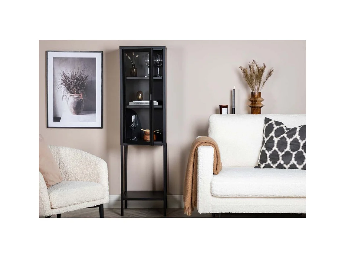 Vitrine Avec Porte en Verre "Misha" 150cm Noir