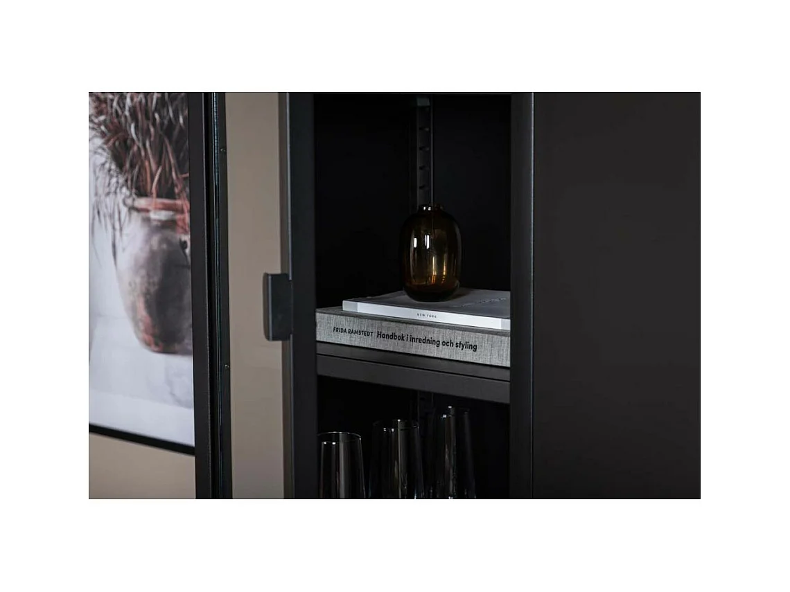 Vitrine Avec Porte en Verre "Misha" 150cm Noir