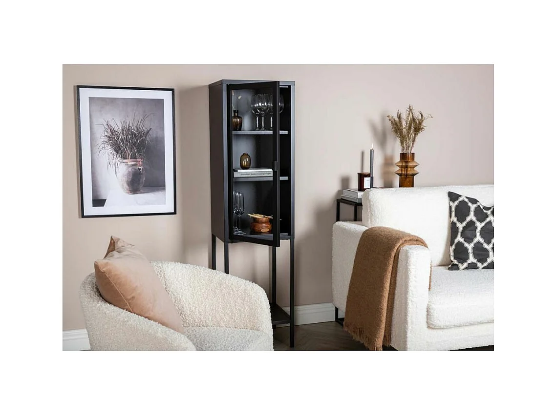 Vitrine Avec Porte en Verre "Misha" 150cm Noir