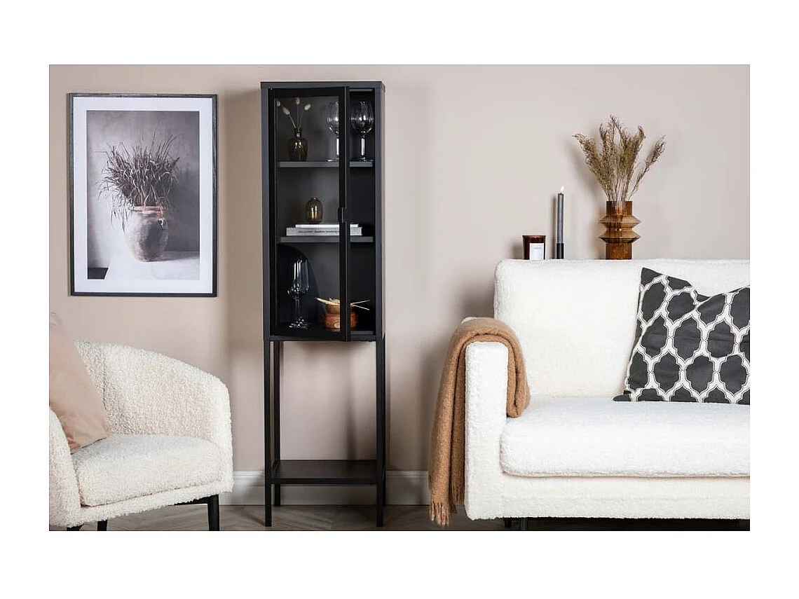 Vitrine Avec Porte en Verre "Misha" 150cm Noir