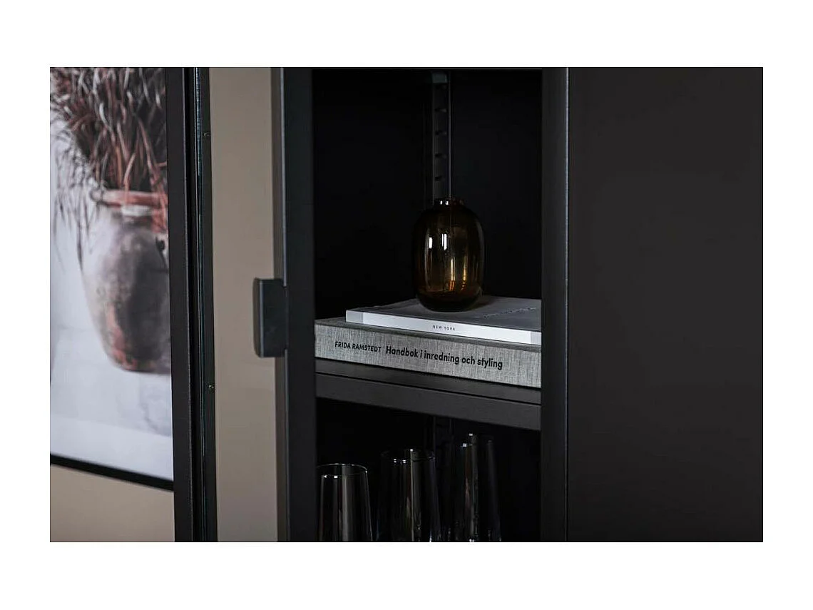 Vitrine Avec Porte en Verre "Misha" 150cm Noir