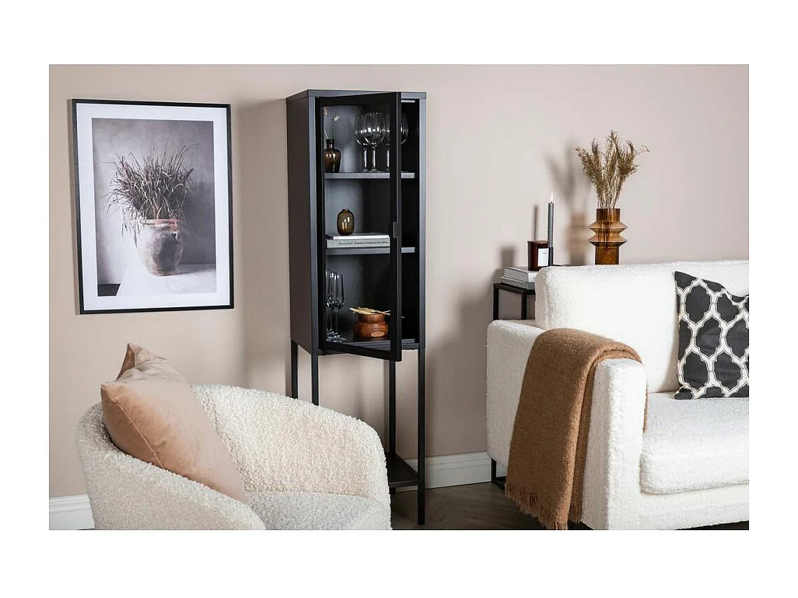 Vitrine Avec Porte en Verre "Misha" 150cm Noir