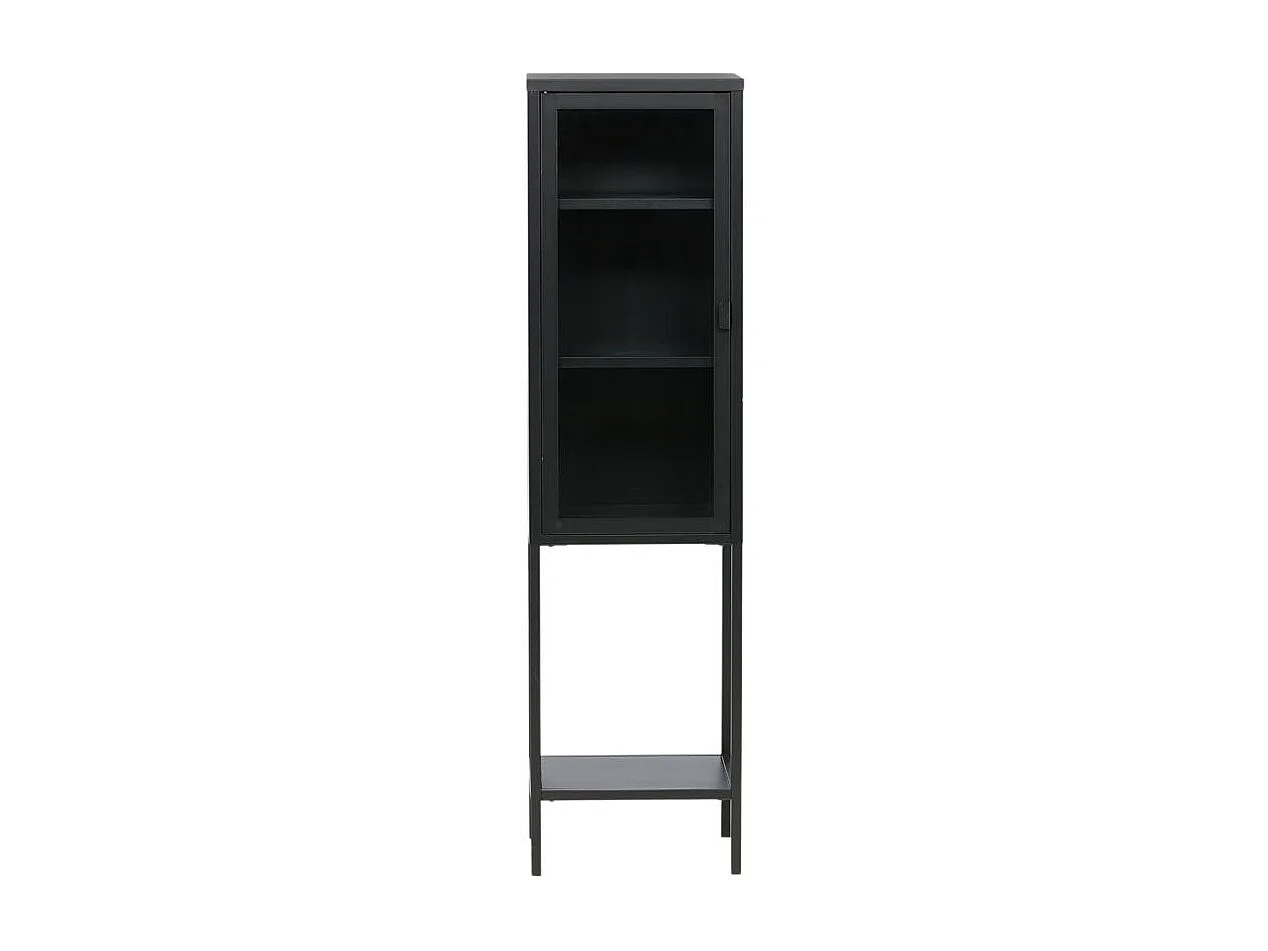 Misha Armoire vitrine 1 porte, 4 tablettes de rangement, noir.