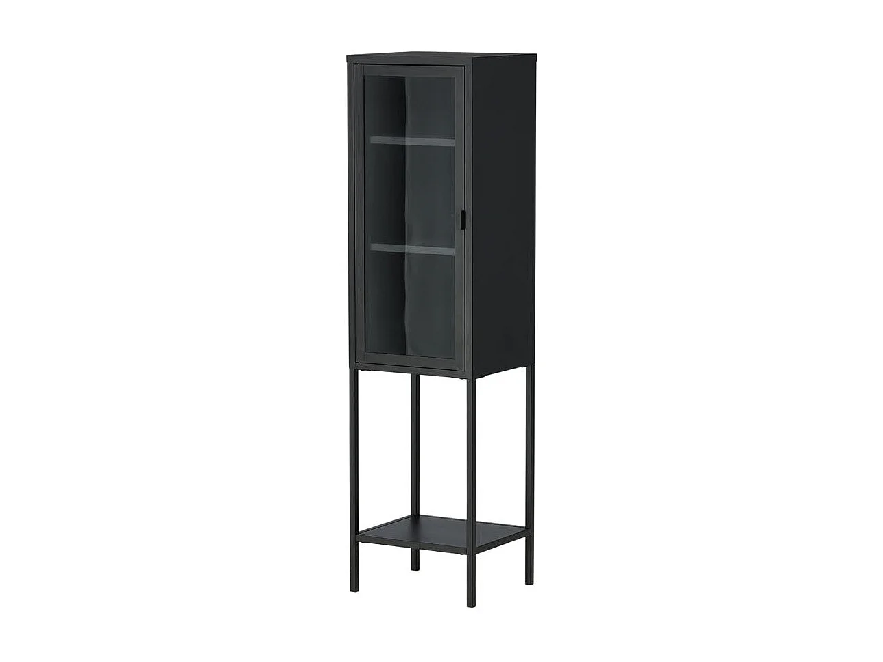 Misha Armoire vitrine 1 porte, 4 tablettes de rangement, noir.