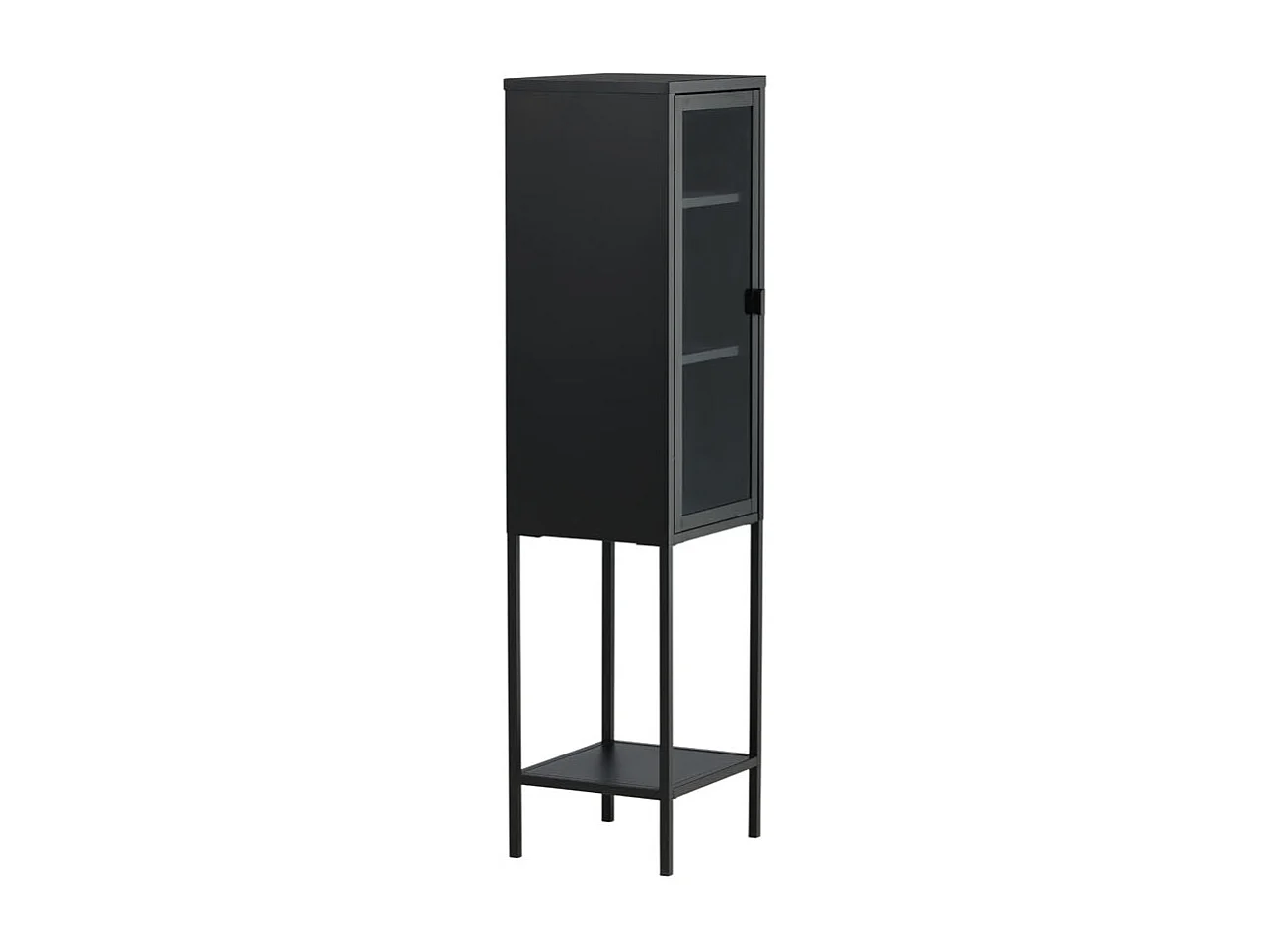 Misha Armoire vitrine 1 porte, 4 tablettes de rangement, noir.