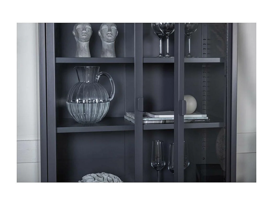 Vitrine 2 Portes en Verre "Misha" 150cm Gris