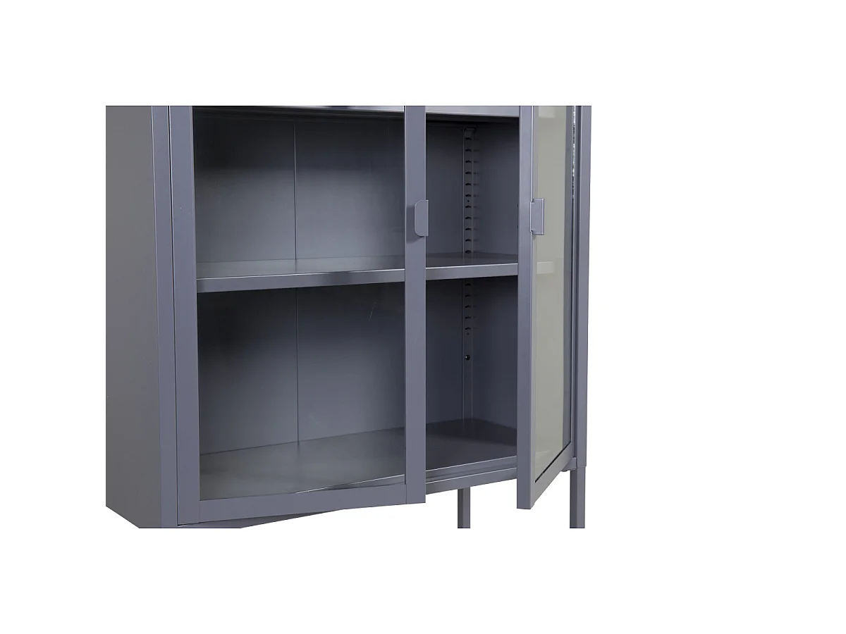 Vitrine 2 Portes en Verre "Misha" 150cm Gris