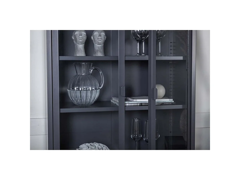 Vitrine 2 Portes en Verre "Misha" 150cm Gris