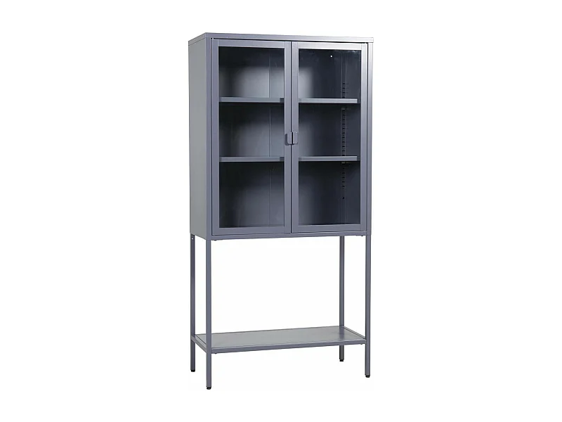 Vitrine 2 Portes en Verre "Misha" 150cm Gris
