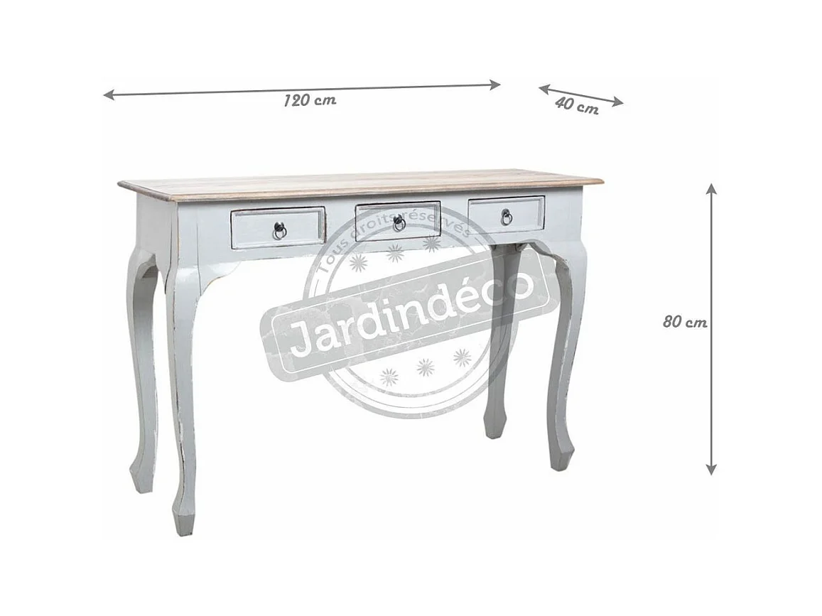 Console 120cm en bois avec tiroirs Gris