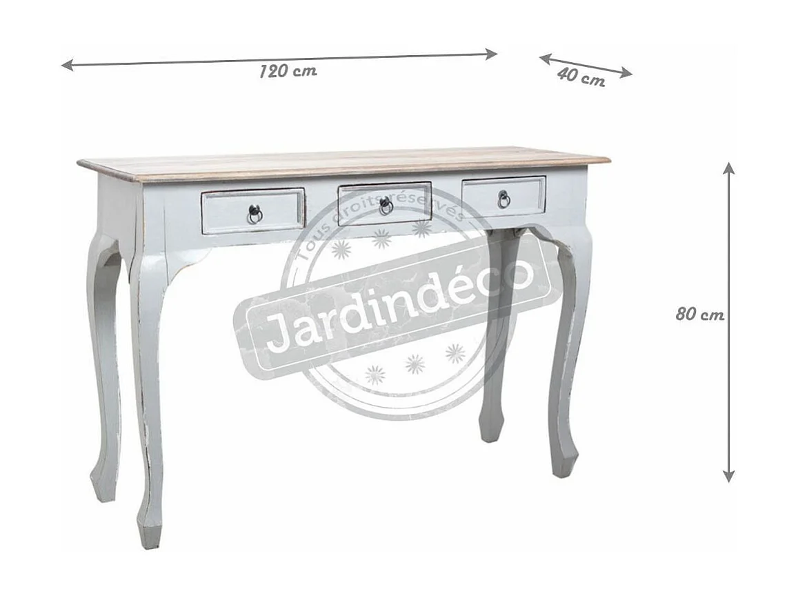 Console 120cm en bois avec tiroirs Gris
