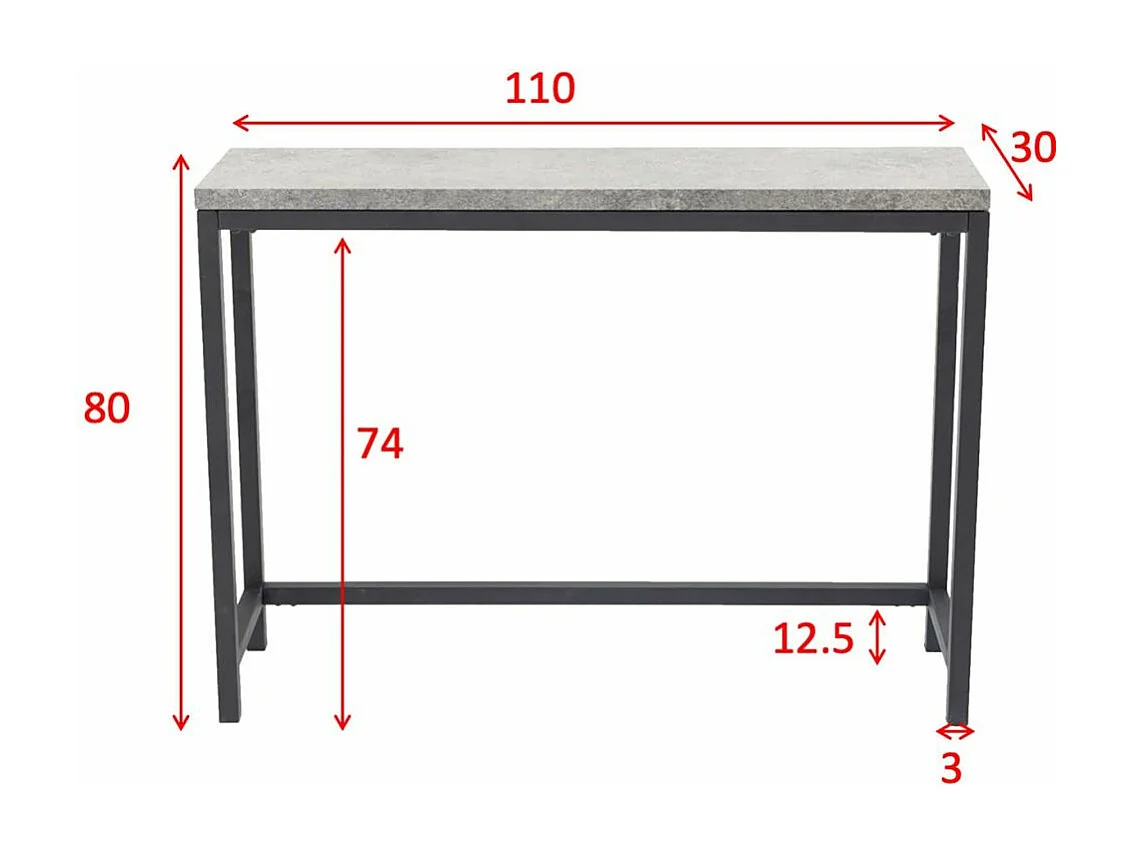 Console Design "Rise" 110cm Gris & Noir