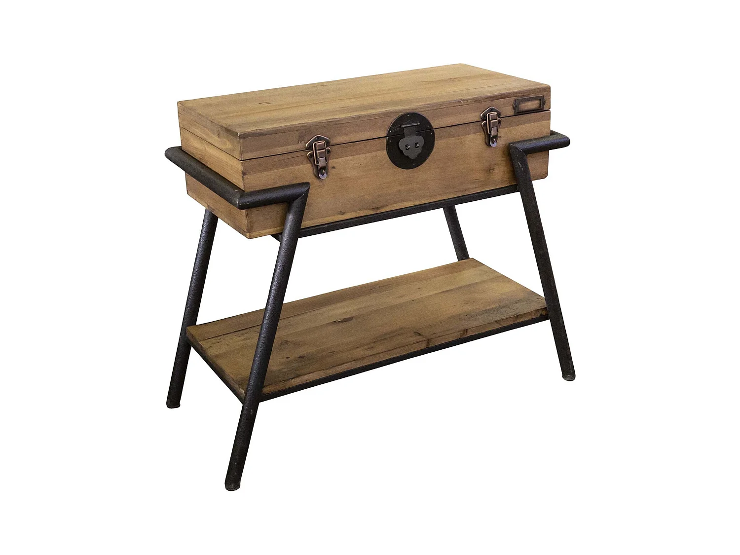 Console en pin recyclé et métal valise 86 x 40 x 78 cm