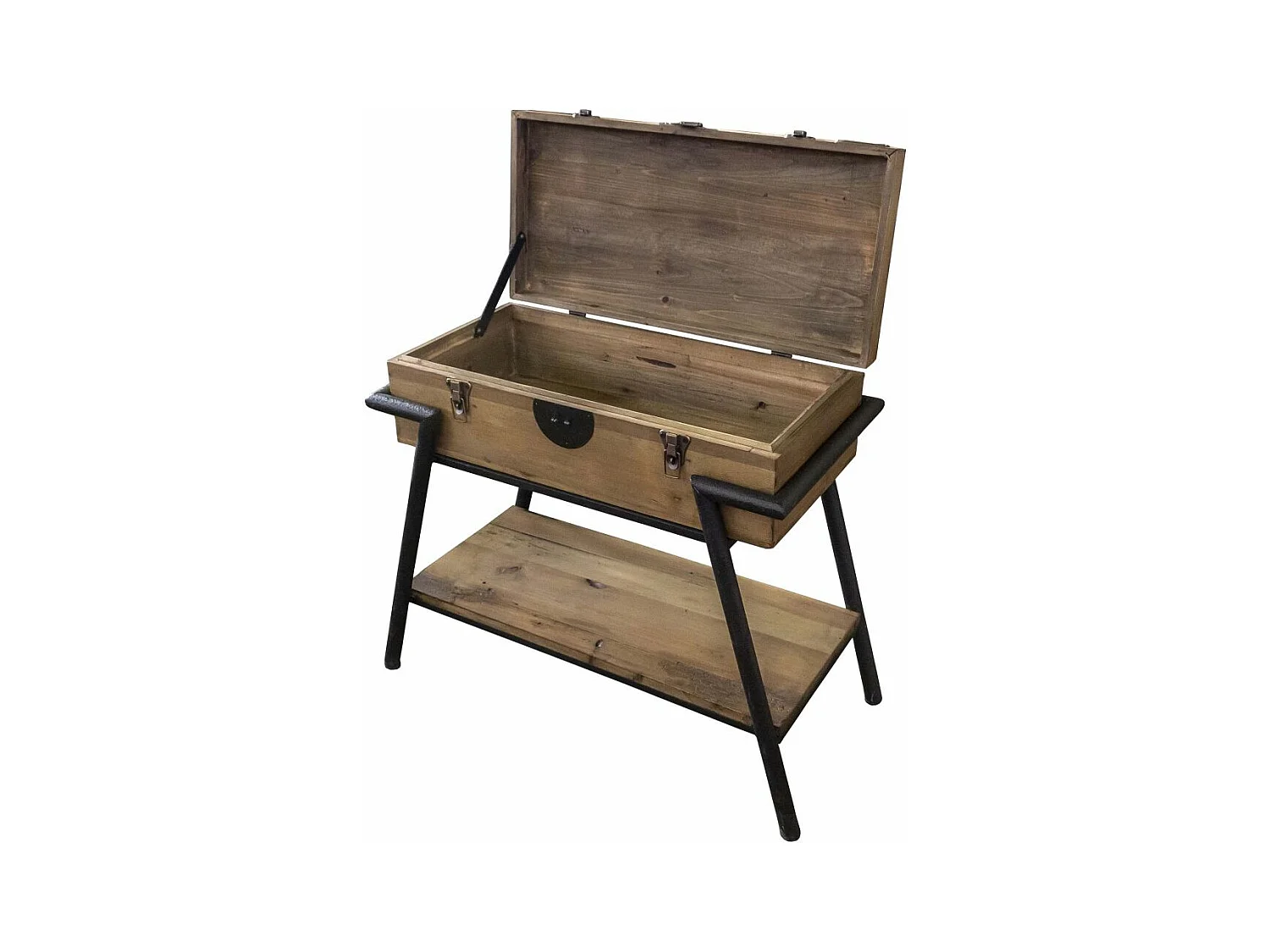 Console en pin recyclé et métal valise 86 x 40 x 78 cm