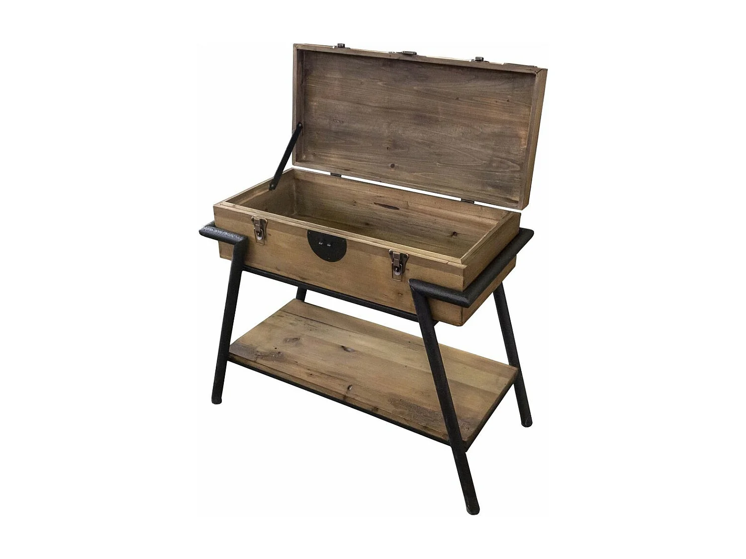 Console en pin recyclé et métal valise 86 x 40 x 78 cm