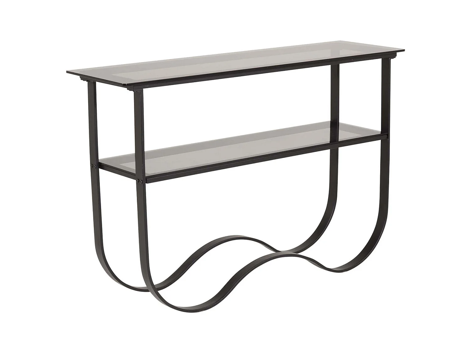 Wavy sidetable met plank 34x117 cm zwart.