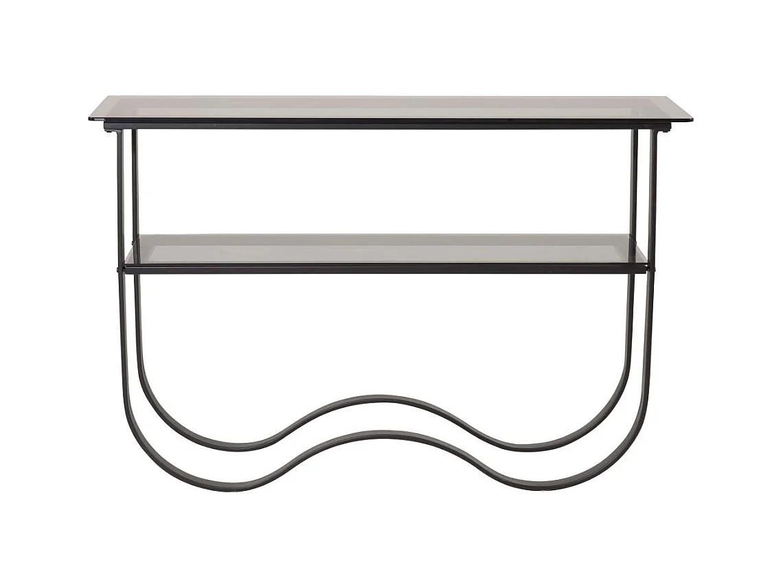 Wavy sidetable met plank 34x117 cm zwart.