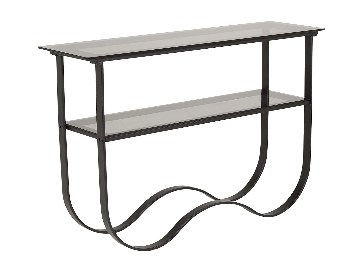 Wavy sidetable met plank 34x117 cm zwart.