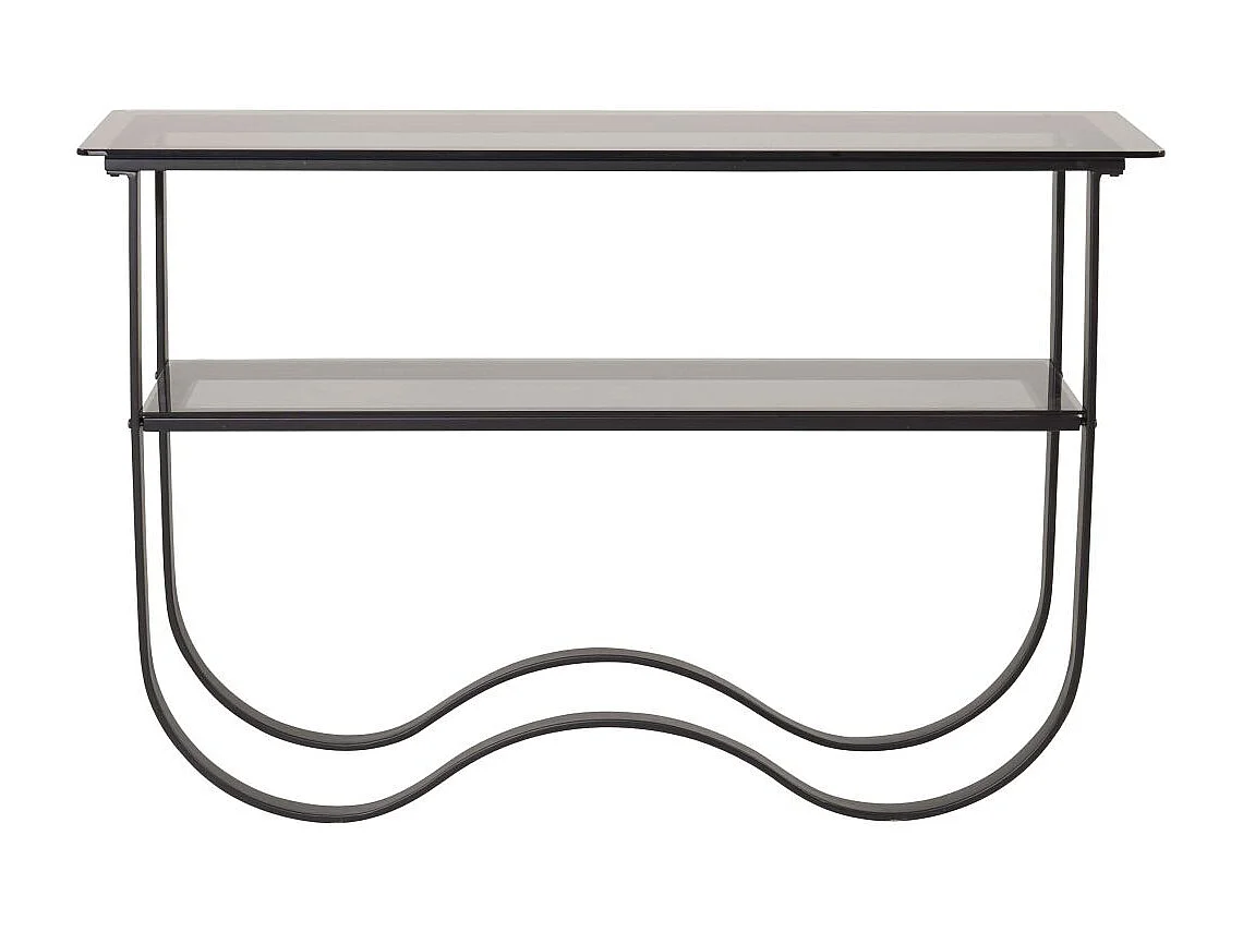Wavy sidetable met plank 34x117 cm zwart.