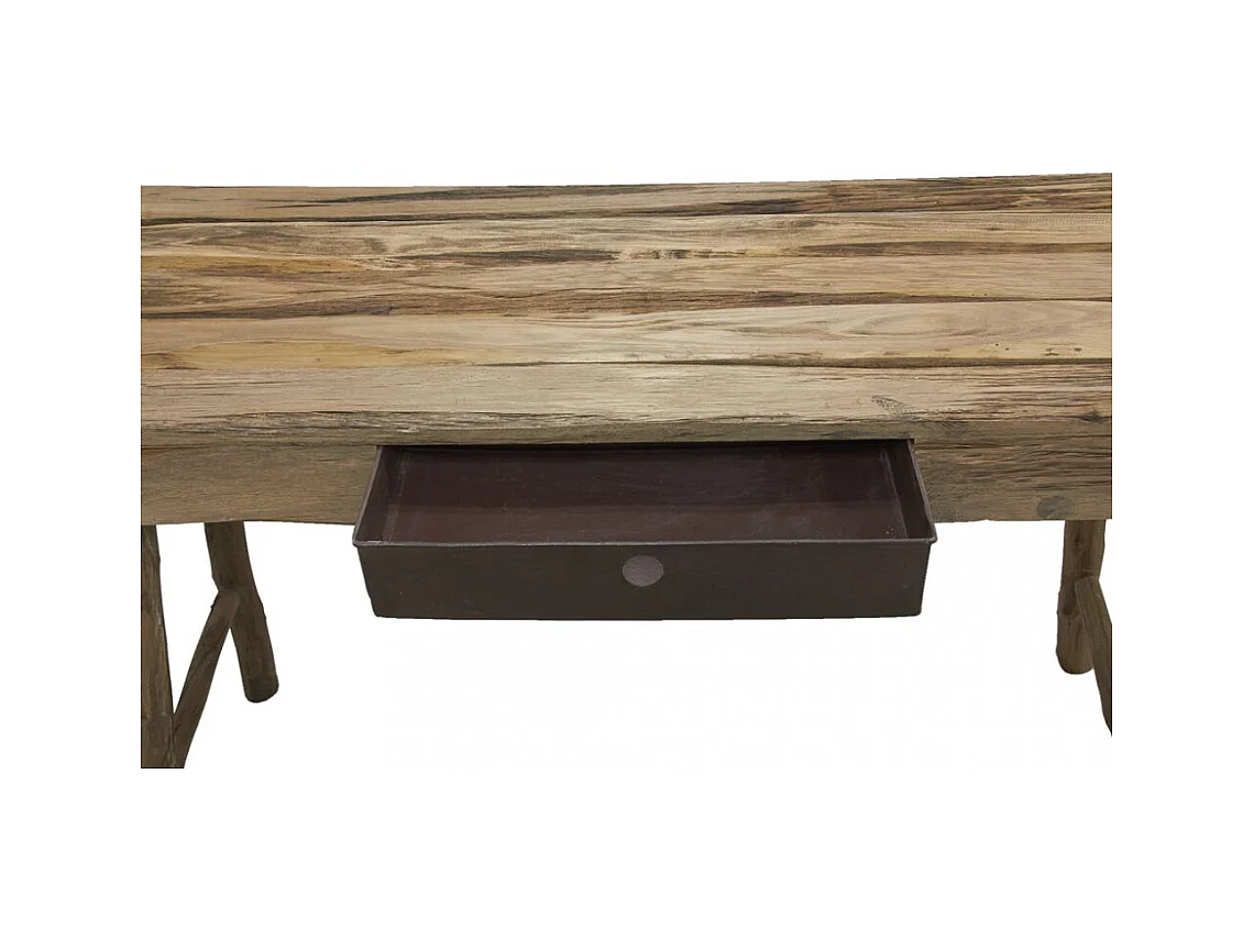 Console en pin rustique et métal