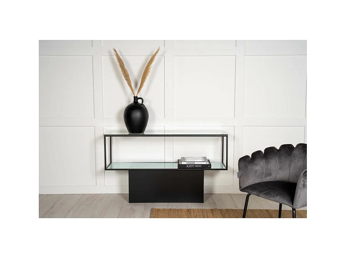 Console in vetro e acciaio Maglehem