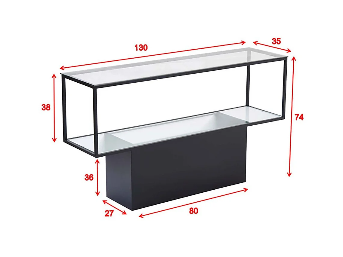 Console in vetro e acciaio Maglehem