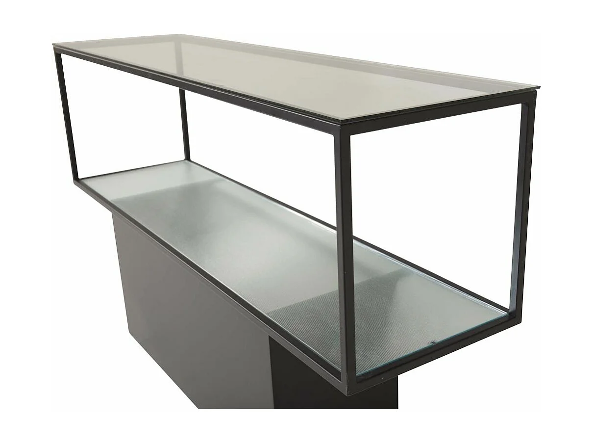 Maglehem wandkast met plank 35x130 cm glas, zwart.