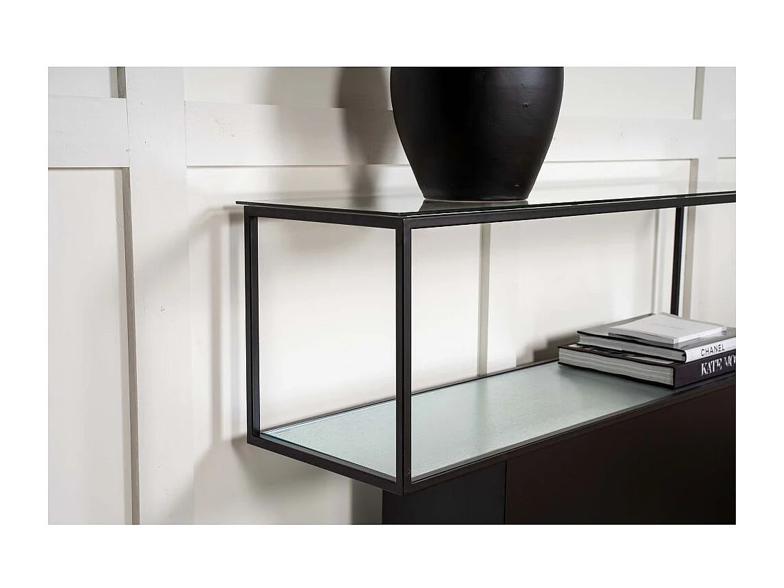 Maglehem wandkast met plank 35x130 cm glas, zwart.