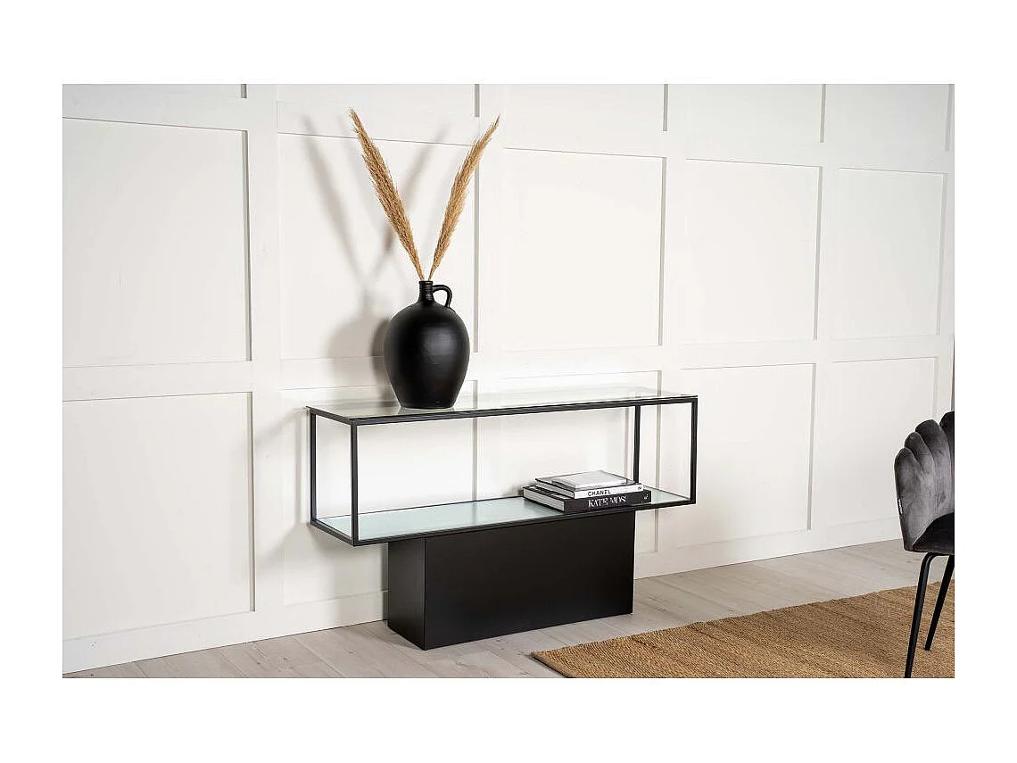 Console Design en Verre "Maglehem" 130cm Noir