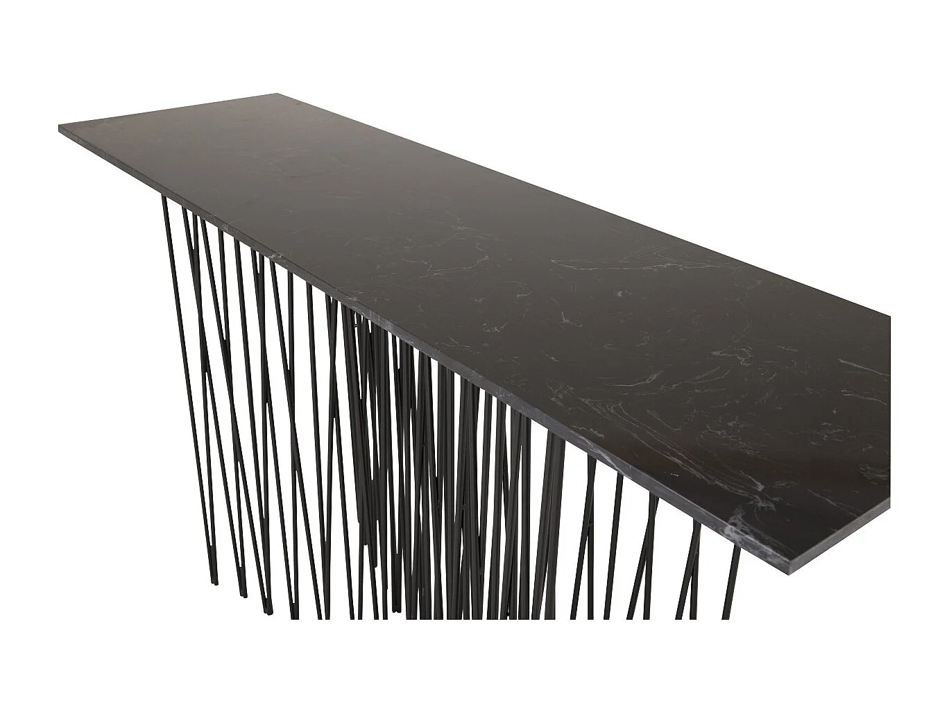 Stone sidetable 37x130 cm glas zwart marmor decor.