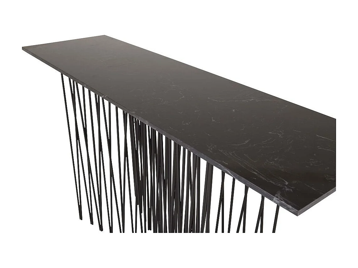 Stone sidetable 37x130 cm glas zwart marmor decor.