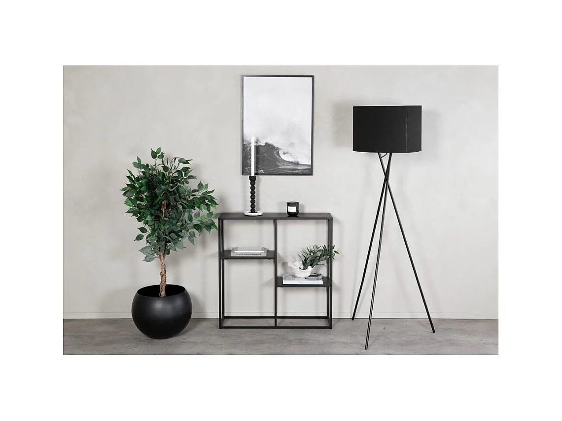 Staal wandkast 2 planken zwart.