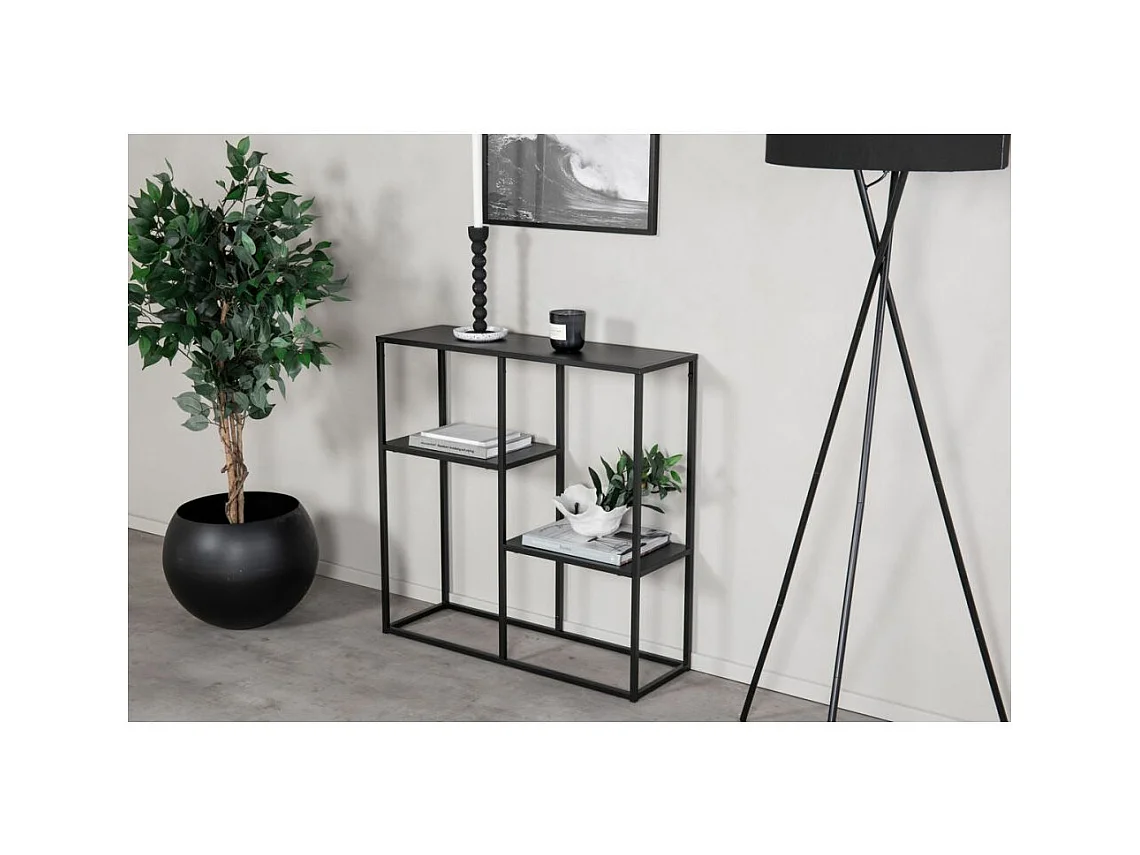 Staal wandkast 2 planken zwart.