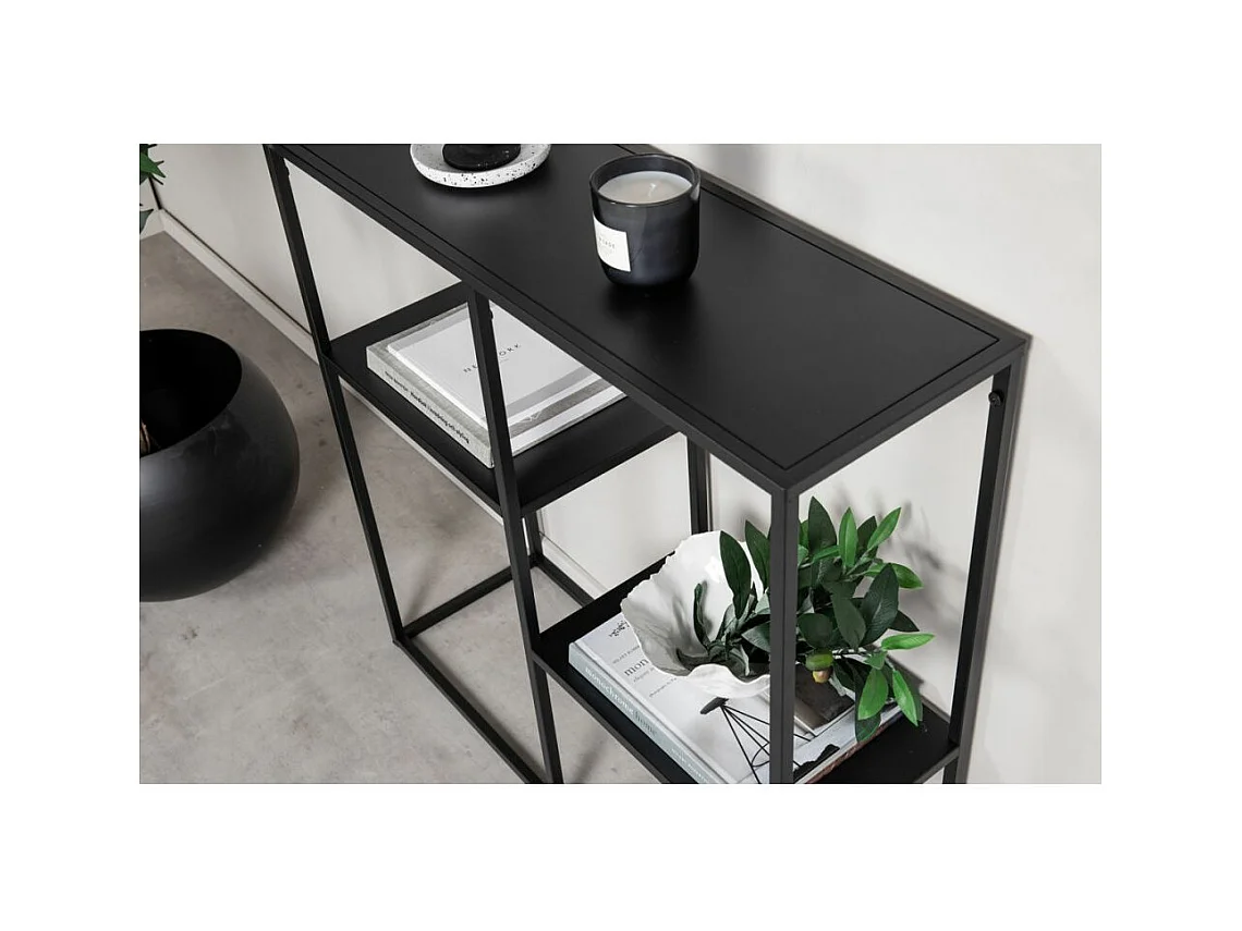 Staal wandkast 2 planken zwart.