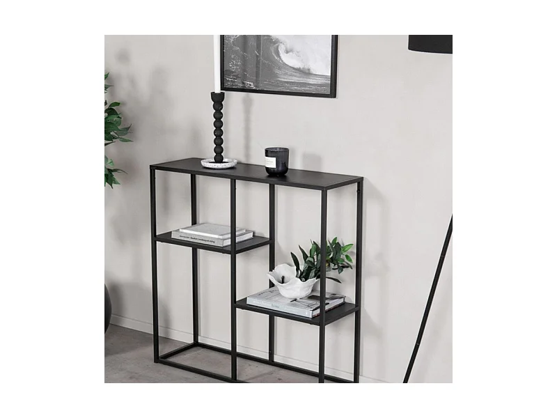 Staal wandkast 2 planken zwart.