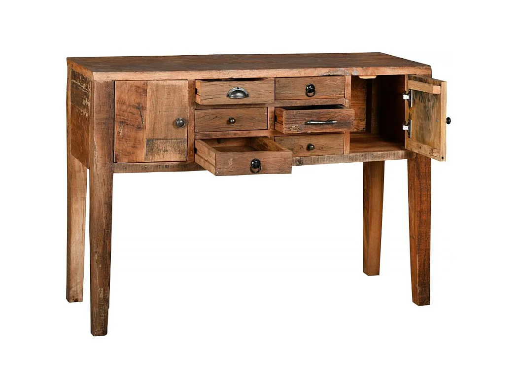 Console en bois recyclé et métal