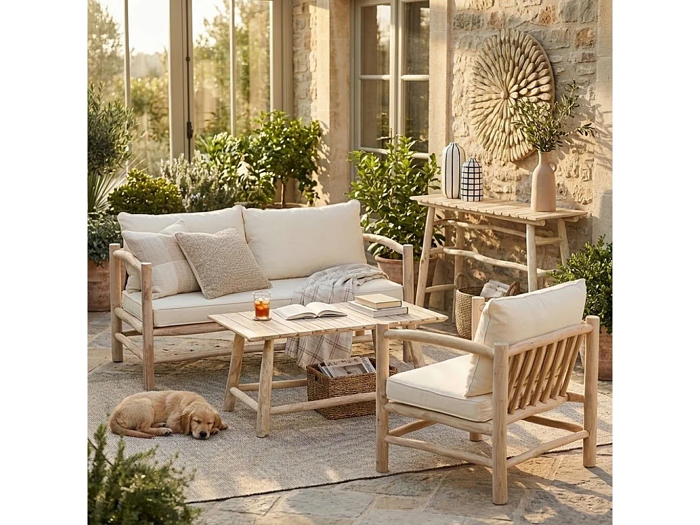 Console en teck naturel