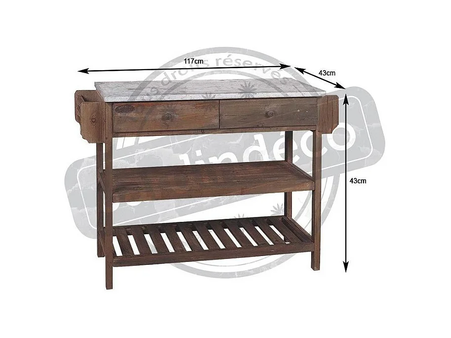 Console en bois et zinc