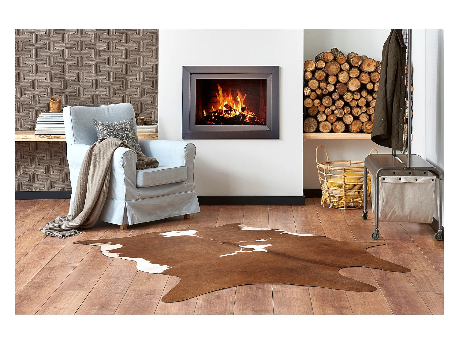 Dywan Sztuczna Skóra Bydlęca, Krowa G5070-2 Brązowo-biała skórka 155x195 cm