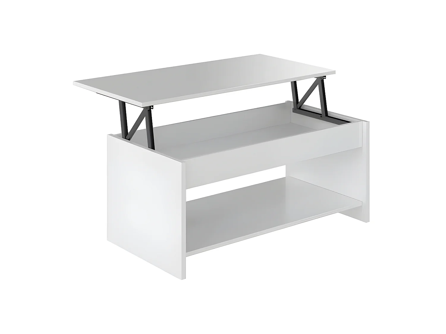 HAPPY Table basse relevable style contemporain blanc mat - L 100 x l 50 cm