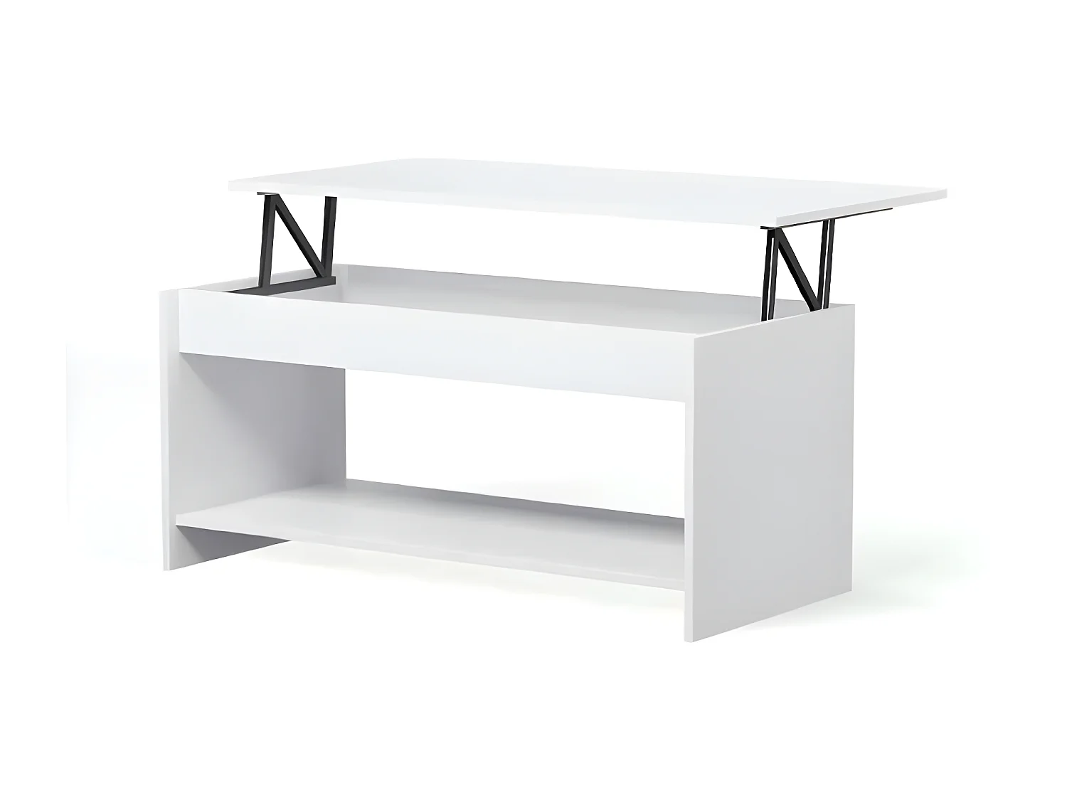 HAPPY eigentijdse witte salontafel met opbergruimte en verstelbare hoogte - L 100 x B 50 cm