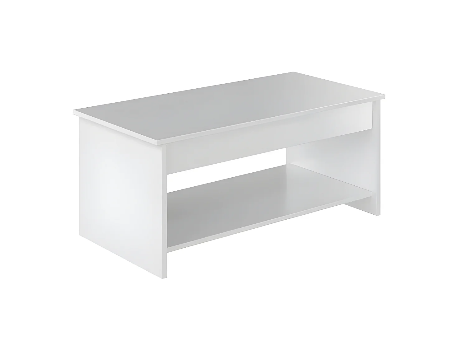 HAPPY eigentijdse witte salontafel met opbergruimte en verstelbare hoogte - L 100 x B 50 cm