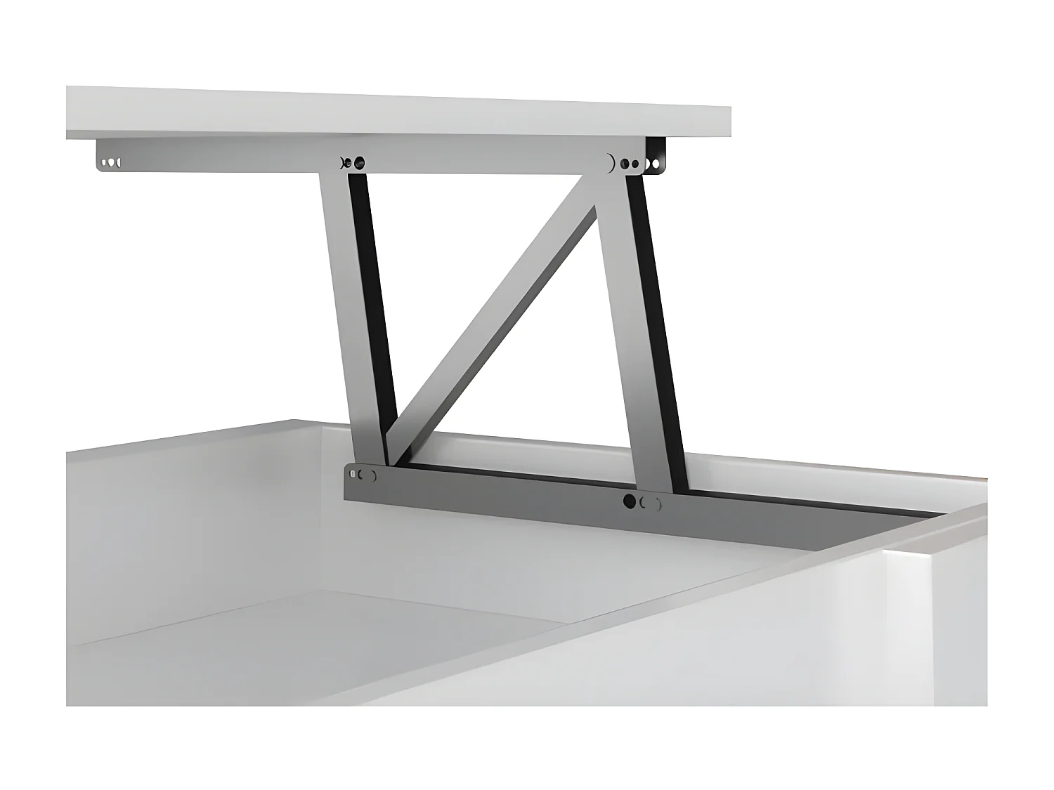 HAPPY eigentijdse witte salontafel met opbergruimte en verstelbare hoogte - L 100 x B 50 cm