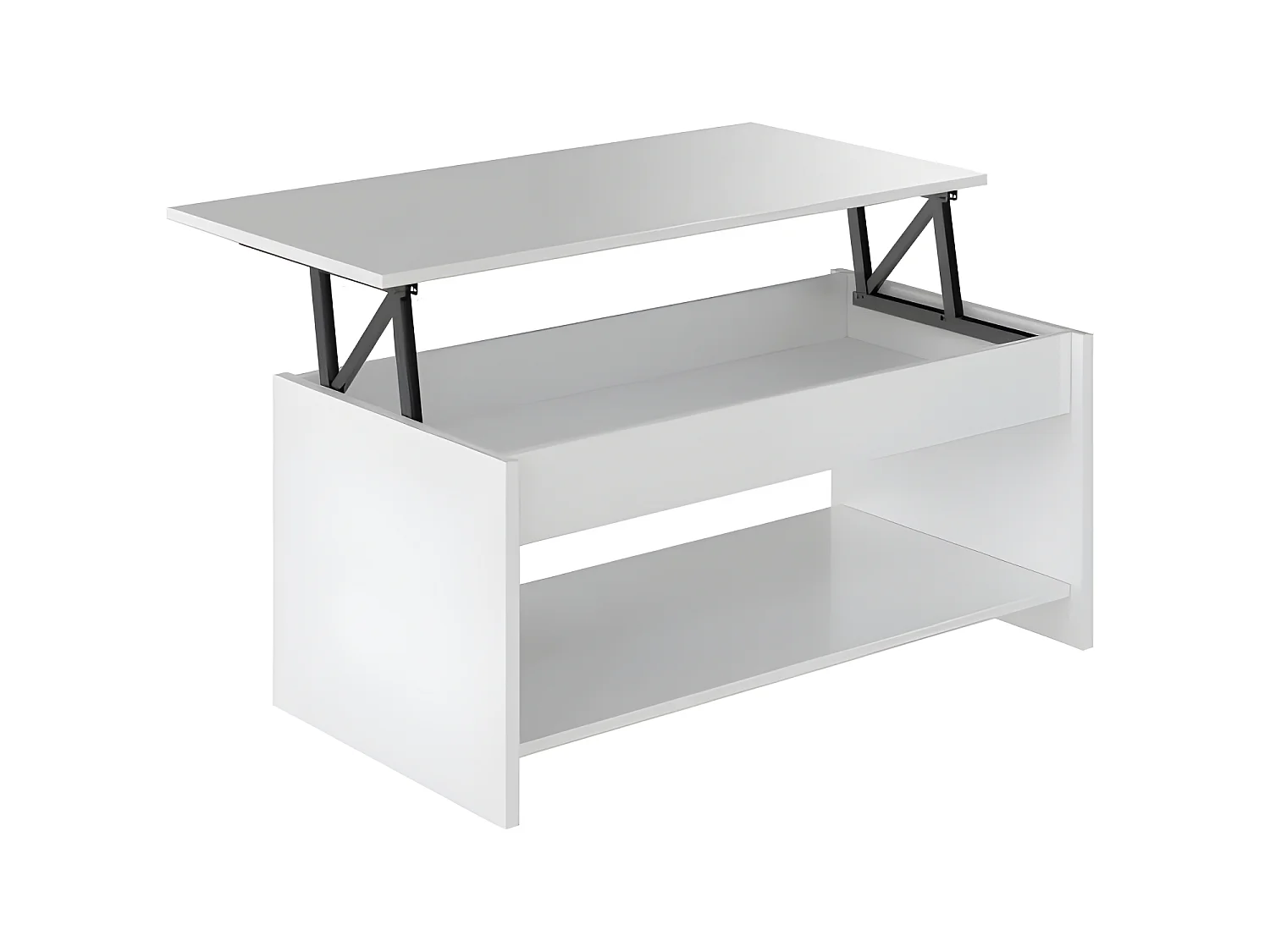 HAPPY eigentijdse witte salontafel met opbergruimte en verstelbare hoogte - L 100 x B 50 cm