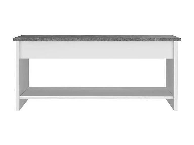 Wohnzimmertisch HAPPY Weiß und Grau - Modernes Design - Kompakt 50 cm - Hochklappbare Platte