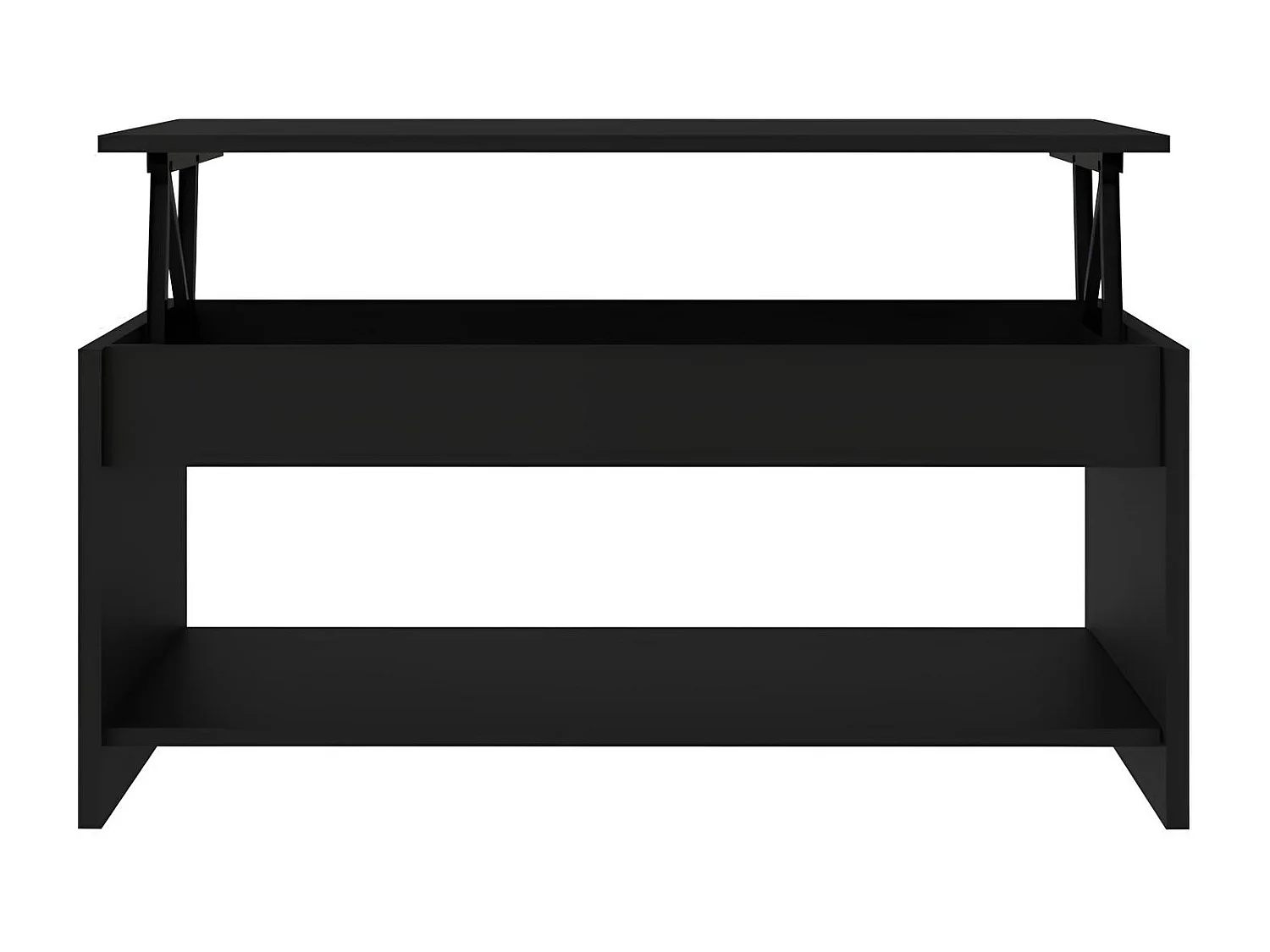 Table basse plateau relevable, mélaminé noir, Happy